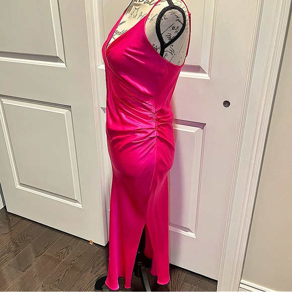 Zara Draped Camisole Midi Slip Dress in Barbie Hot Pink - Picture 10 of 16